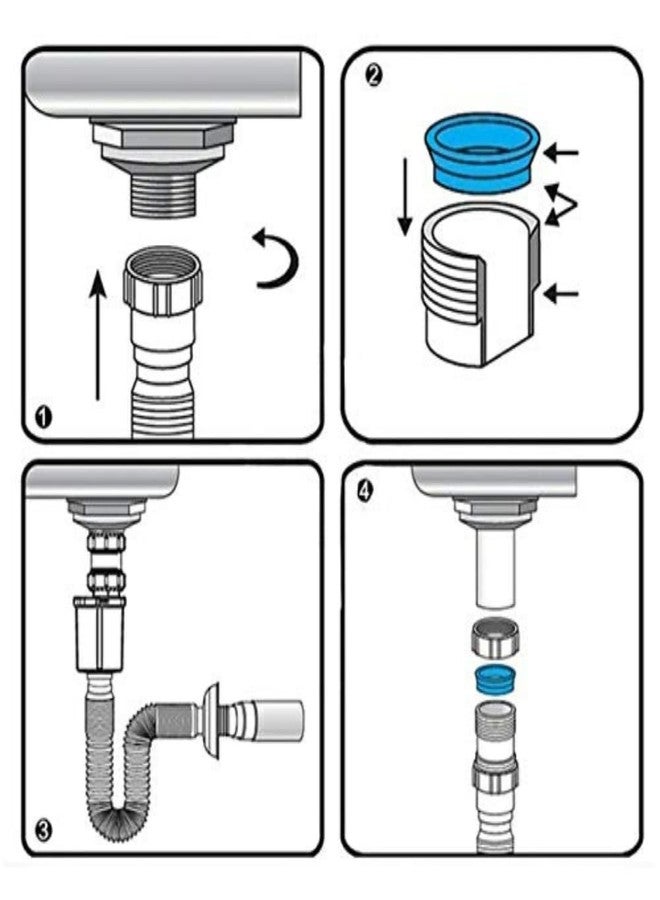 COSWARE أنبوب تصريف مياه الصرف الصحي المرن المطلي بالكروم من COSWARE مقاس 1-1/4 بوصة لحوض المطبخ وحوض الغسيل، وصلة أنبوب مخرج خرطوم تصريف مياه الصرف الصحي شديدة التحمل (عبوة من قطعة واحدة) - Image 3